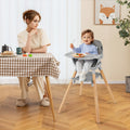 6 in 1 Convertible Highchair with Safety Harness and Removable Tray-Gray