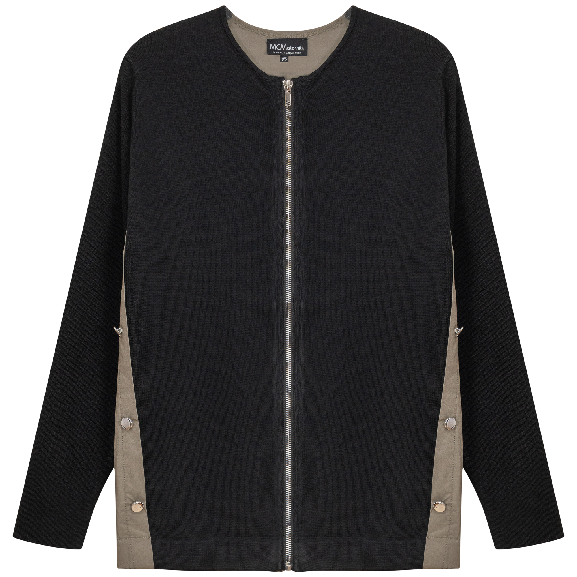Maternity Knit Shirting Zipper Jacket