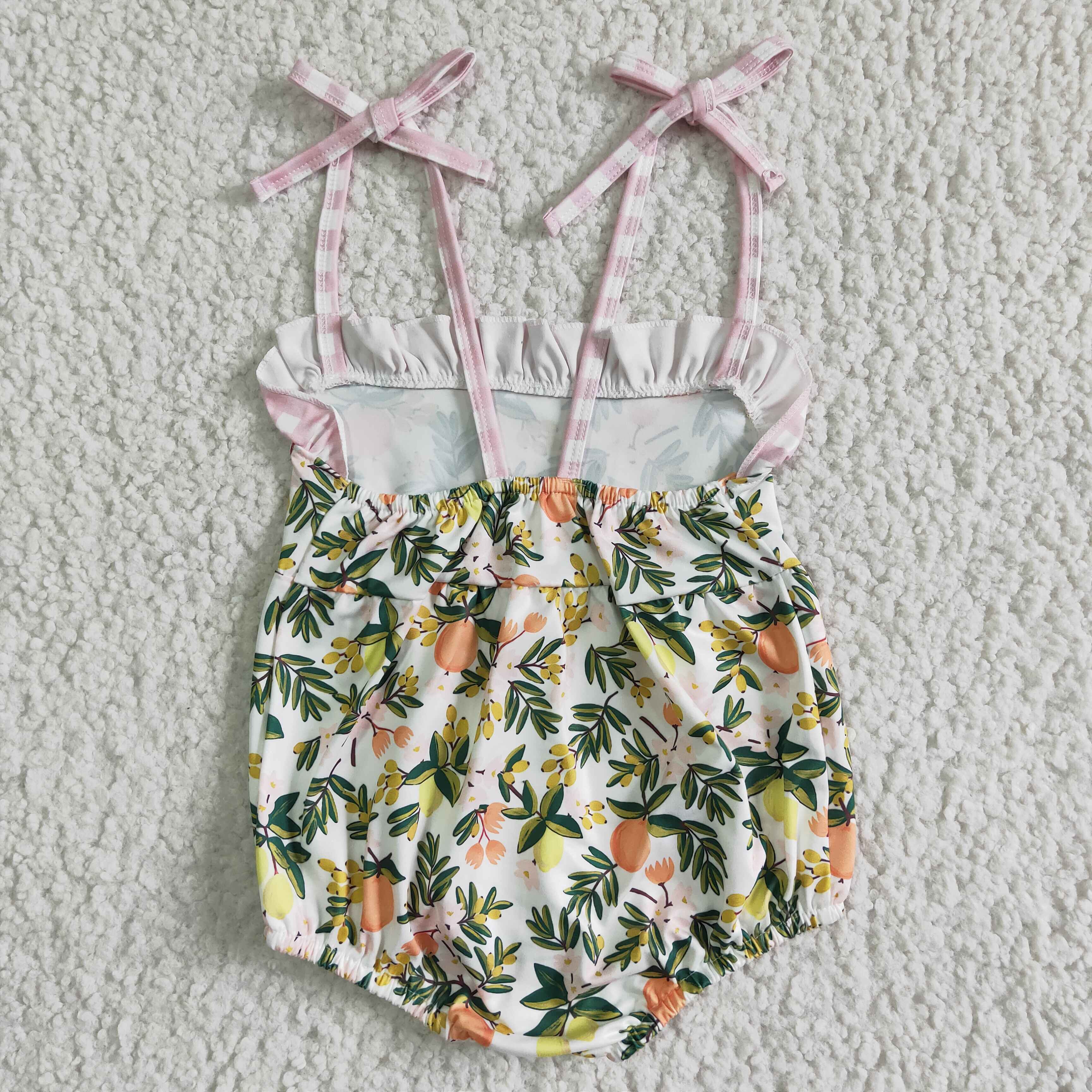 Peach sleeveless baby summer romper