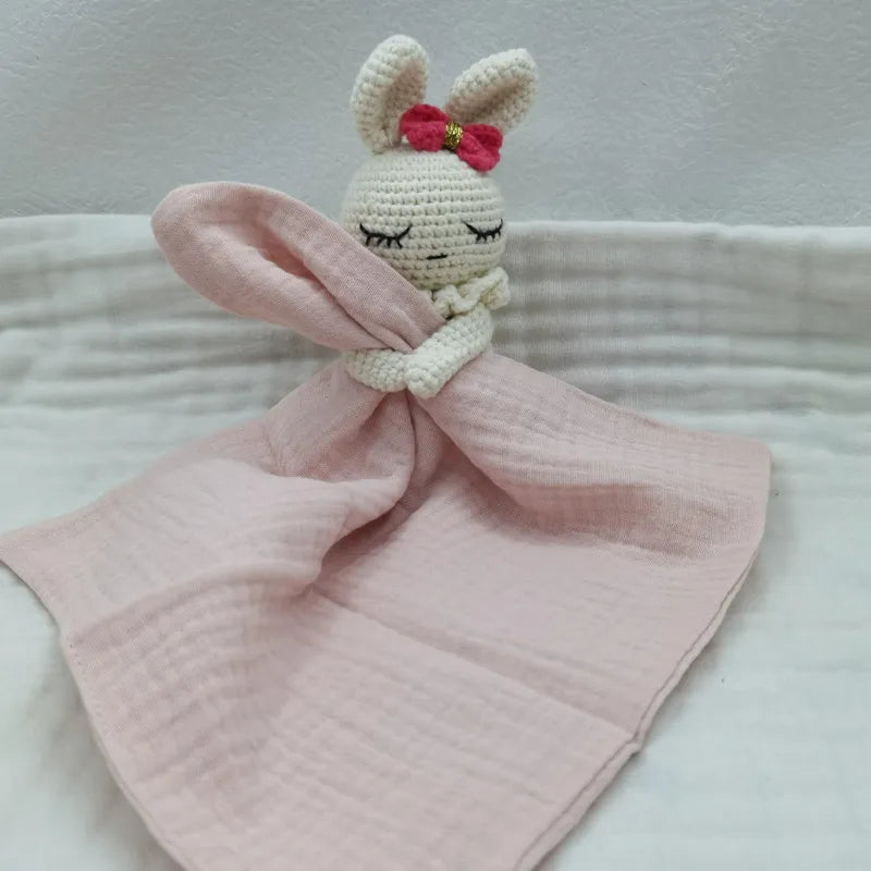 Baby Bib with Sleeping Animals Rattle